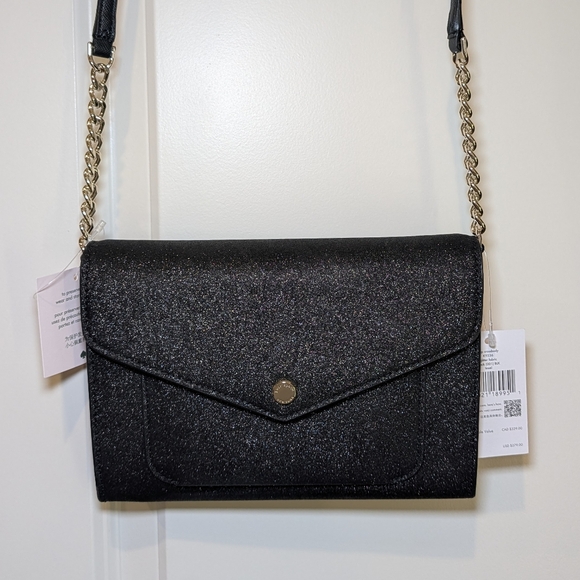 🎉 SALE 🎉 NWT Kate Spade Tinsel Flap Crossbody Convertible Clutch Glitter - Picture 14 of 16